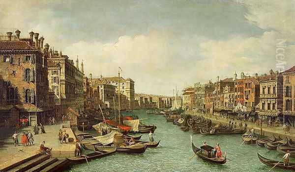 The Grand Canal near the Rialto Bridge, Venice, c.1730 (2) Oil Painting by (Giovanni Antonio Canal) Canaletto