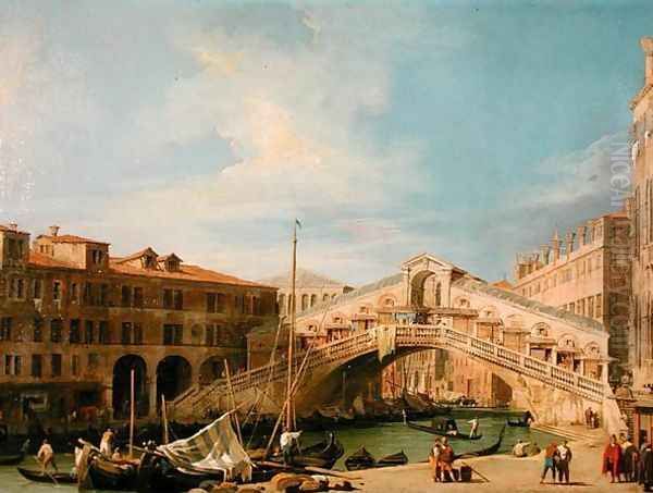 View of the Rialto at Venice Oil Painting by (Giovanni Antonio Canal) Canaletto