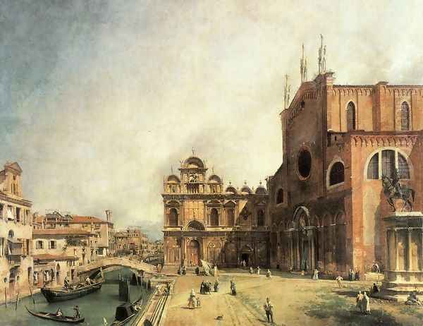 SS. Giovanni e Paulo and the Scuola de San Marco Oil Painting by (Giovanni Antonio Canal) Canaletto