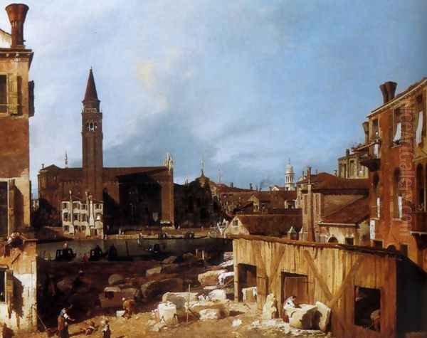 Stonemason's Yard at San Vidal Oil Painting by (Giovanni Antonio Canal) Canaletto