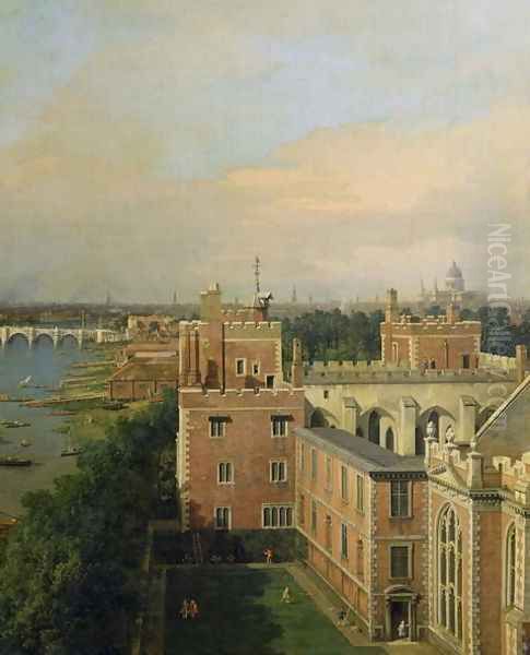 View of the Thames and Westminster Bridge, detail of Lambeth Palace, c.1746-47 Oil Painting by (Giovanni Antonio Canal) Canaletto