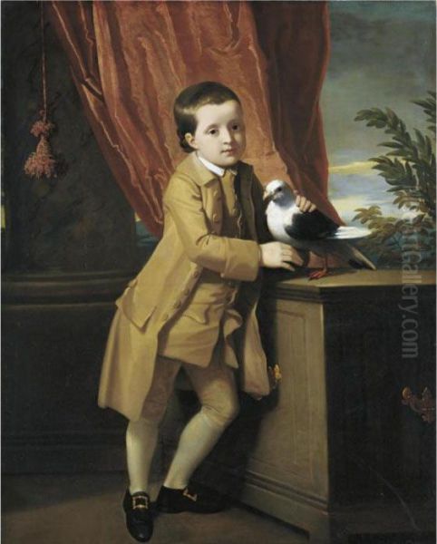 Portrait Of A Young Boy Standing On A Portico With His Pet Pigeon Oil Painting by John Singleton Copley