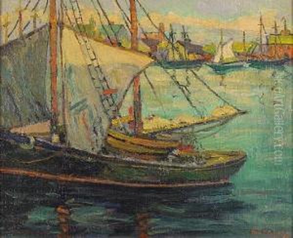 Harbor Scene Oil Painting by Fern Isabel Coppedge