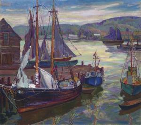 Harbor Scene Oil Painting by Fern Isabel Coppedge