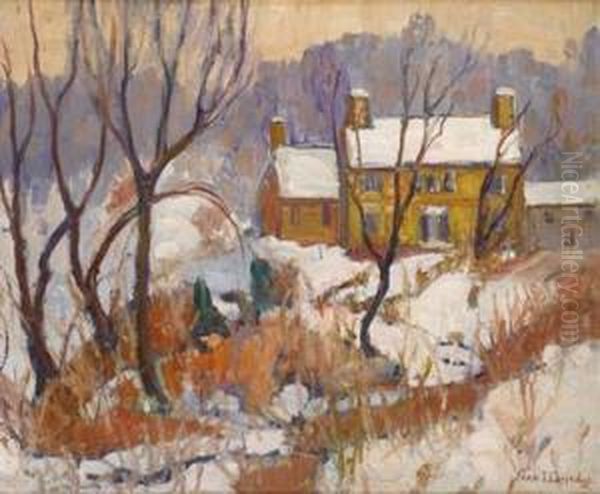 Houses In The Snow Oil Painting by Fern Isabel Coppedge