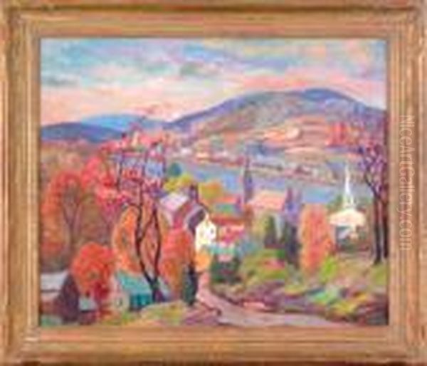 Autumn From Music Crew Hill Lambertville Oil Painting by Fern Isabel Coppedge