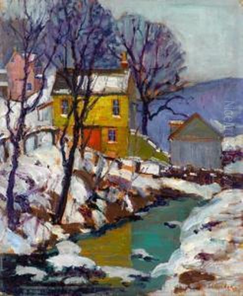 The Paunnacussing Creek At Carversville Oil Painting by Fern Isabel Coppedge