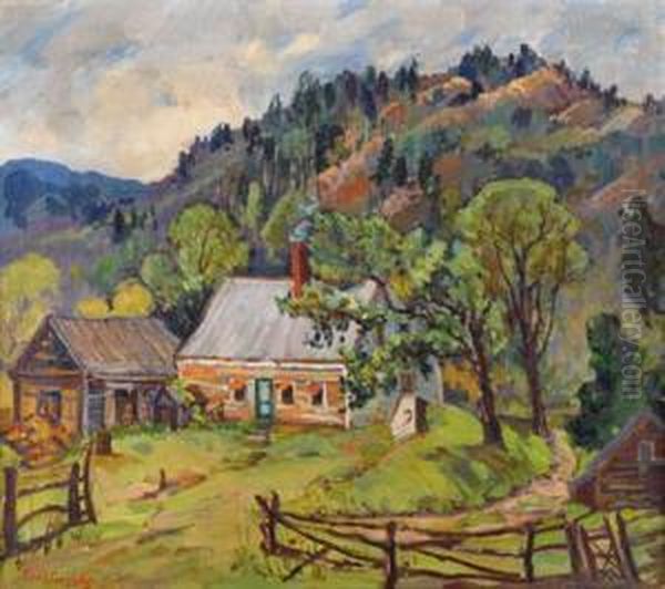 New Hampshire Farmhouse Oil Painting by Fern Isabel Coppedge