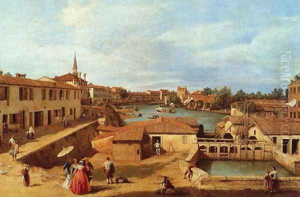 Sluice Gates at Dolo Oil Painting by (Giovanni Antonio Canal) Canaletto