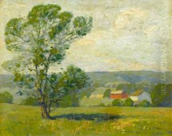 Farm Buildings With A Tree In The Foreground by Fern Isabel Coppedge