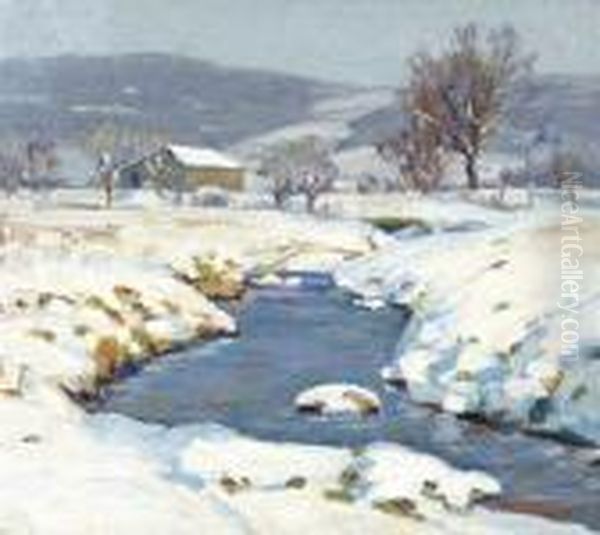 Bucks Countylandscape In Winter Oil Painting by Fern Isabel Coppedge