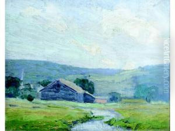 Rural Landscape With Barn Oil Painting by Fern Isabel Coppedge