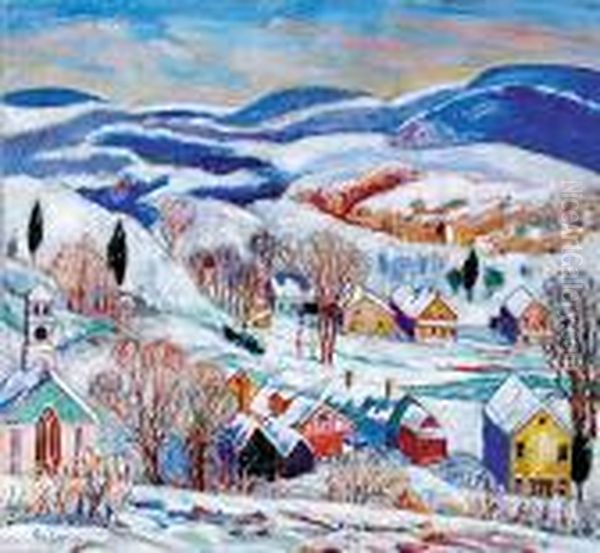 Pennsylvania Pennsylvania 
Winter Landscape Oil On Canvas, Unframed, Signed: Lower Left H24