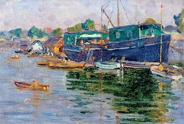 Harbor Scene Oil Painting by Fern Isabel Coppedge