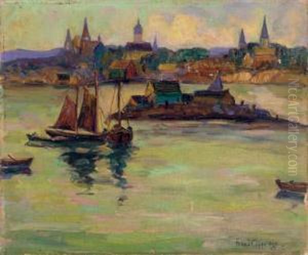 Harbor Scene Oil Painting by Fern Isabel Coppedge