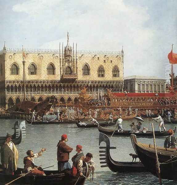 Return of the Bucentoro to the Molo on Ascension Day (detail) 2 Oil Painting by (Giovanni Antonio Canal) Canaletto