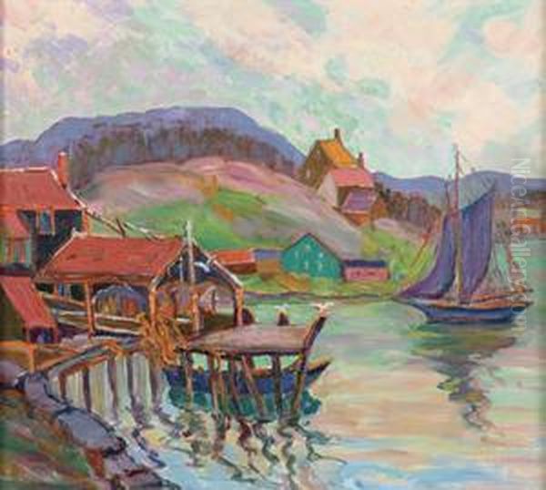 Boat Houses, Gloucester Oil Painting by Fern Isabel Coppedge