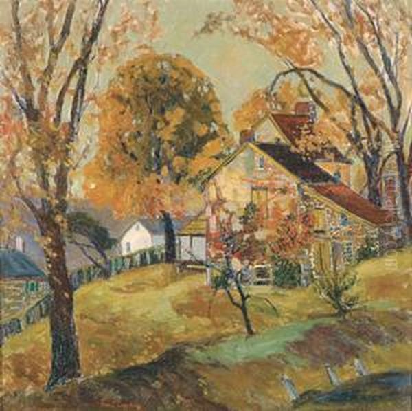 Autumn Gold, Lumberville Oil Painting by Fern Isabel Coppedge