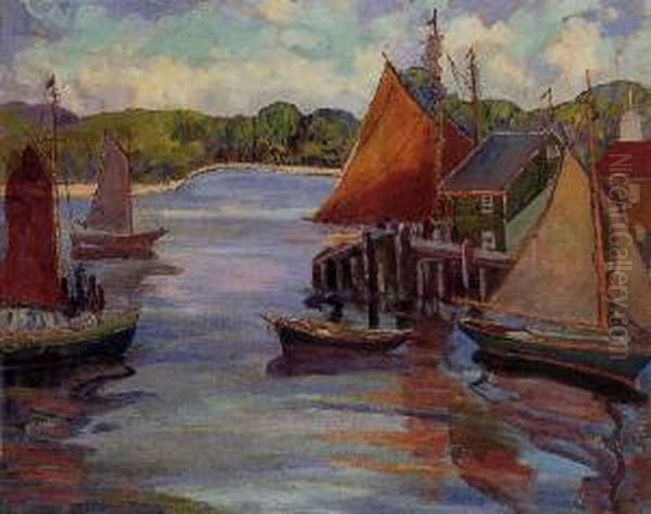 Drying Sails, Gloucester, Massachusetts Oil Painting by Fern Isabel Coppedge