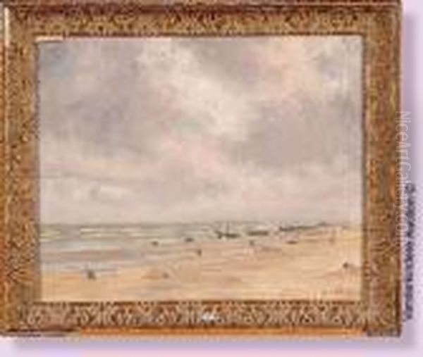 La Plage De La Panne Animee Oil Painting by Omer Coppens