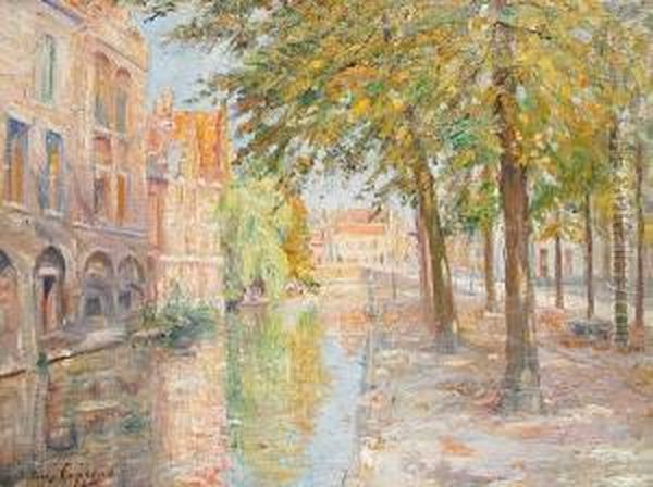 The Dijver In Brugge Oil Painting by Omer Coppens