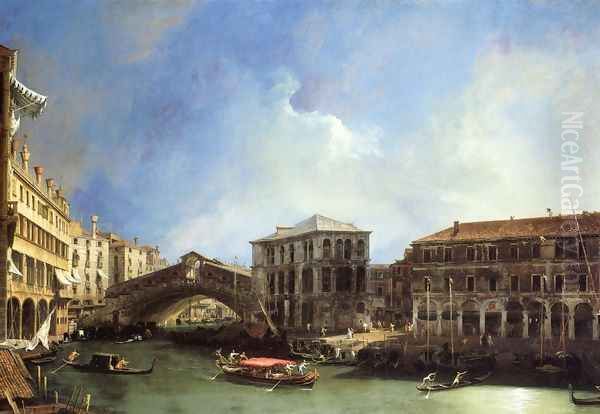 Grand Canel: the Rialto Bridge from the North Oil Painting by (Giovanni Antonio Canal) Canaletto