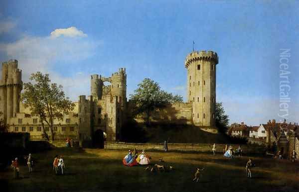 The Eastern Facade Of Warwick Castle Oil Painting by (Giovanni Antonio Canal) Canaletto