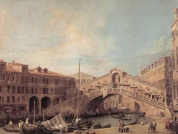 Grand Canal: The Rialto Bridge from the South Oil Painting by (Giovanni Antonio Canal) Canaletto