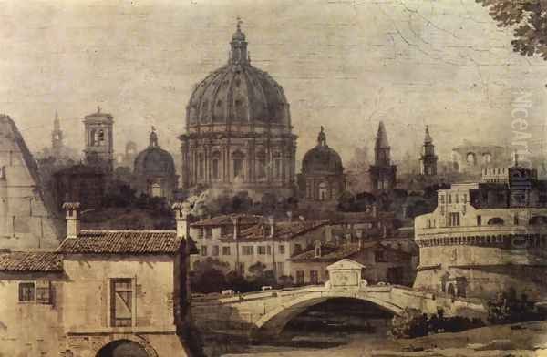 Capriccio Romano, Titus arch, detail Oil Painting by (Giovanni Antonio Canal) Canaletto