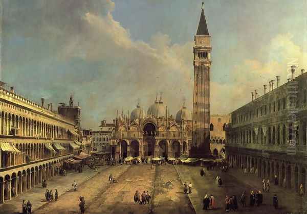 Piazza San Marco: Looking East along the Central Line Oil Painting by (Giovanni Antonio Canal) Canaletto