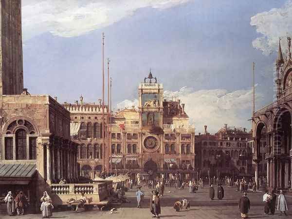 Piazza San Marco: the Clocktower Oil Painting by (Giovanni Antonio Canal) Canaletto