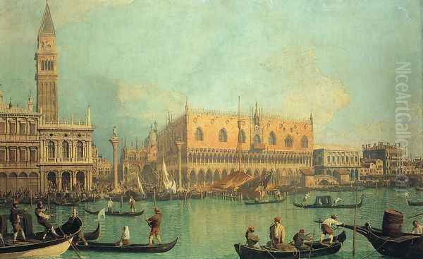 The Doge's Palace with the Piazza di San Marco Oil Painting by (Giovanni Antonio Canal) Canaletto