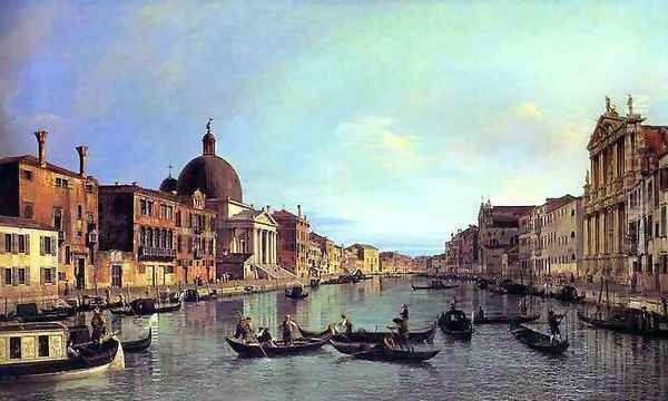 Venice, the Upper Reaches of the Grand Canal with S. Simeone Piccolo Oil Painting by (Giovanni Antonio Canal) Canaletto