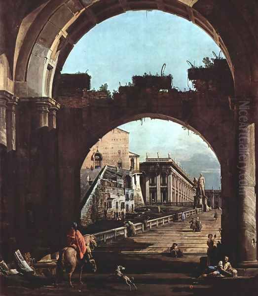 Capriccio Romano, Capitol Oil Painting by (Giovanni Antonio Canal) Canaletto