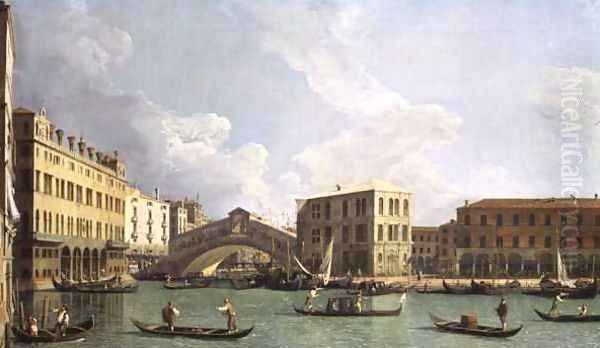 View of the Rialto Bridge, from the North, c.1734-35 Oil Painting by (Giovanni Antonio Canal) Canaletto