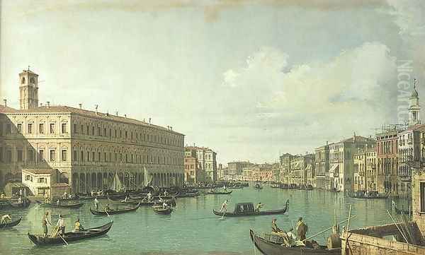 The Grand Canal from the Rialto Bridge Oil Painting by (Giovanni Antonio Canal) Canaletto