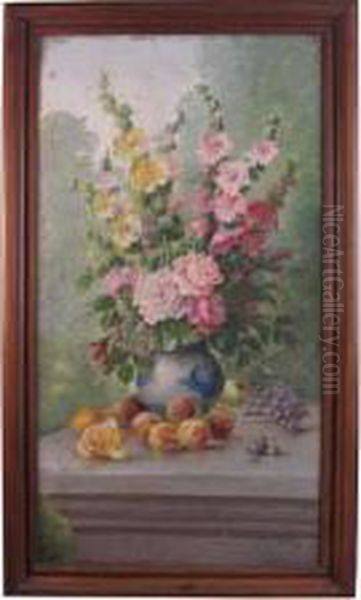 Nature Morte Au Bouquet De Roses Oil Painting by Gaston Corbier