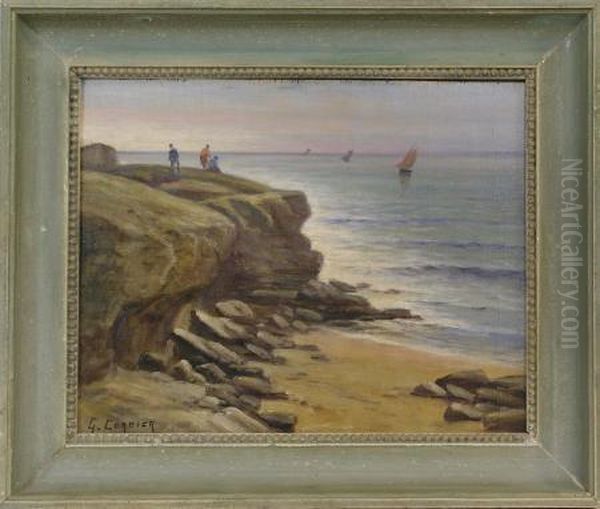 Felsenkuste Bei Royan Am Atlantik Oil Painting by Gaston Corbier