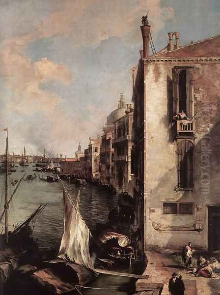 Grand Canal, Looking East from the Campo San Vio (detail) Oil Painting by (Giovanni Antonio Canal) Canaletto