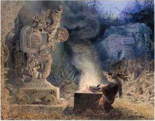 An Offering To The Mayan Gods Oil Painting by Edward Henry Corbould