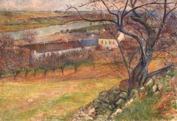 Village By A Stream Oil Painting by Frederic Samuel Cordey