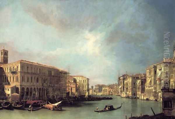 Grand Canal: Looking North from near the Rialto Bridge Oil Painting by (Giovanni Antonio Canal) Canaletto