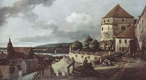 View from Pirna, the sun-stone fortress view Oil Painting by (Giovanni Antonio Canal) Canaletto