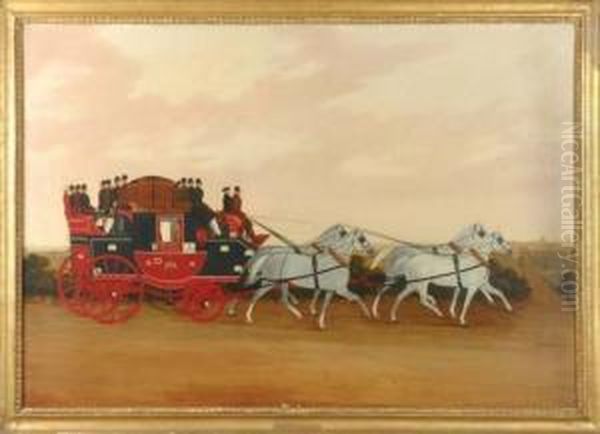 The Derby To London Mail Coach Oil Painting by John Cordrey