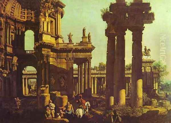 Ruins of a Temple Oil Painting by (Giovanni Antonio Canal) Canaletto