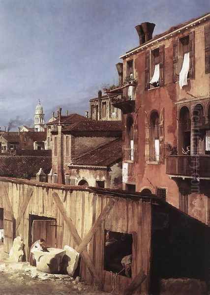 The Stonemason's Yard (detail) Oil Painting by (Giovanni Antonio Canal) Canaletto