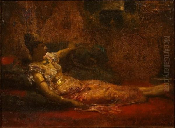 Odalisque Couchee Oil Painting by Fernand-Anne Piestre Cormon