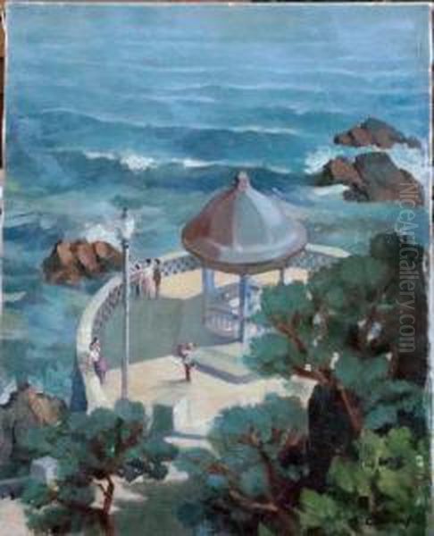 Sur Le Belvedere Devant La Mer Oil Painting by Fernand-Anne Piestre Cormon