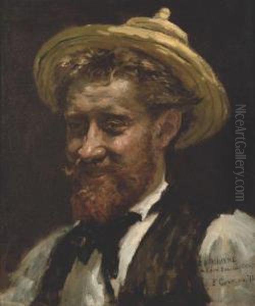 Portrait D'homme Au Chapeau Oil Painting by Fernand-Anne Piestre Cormon