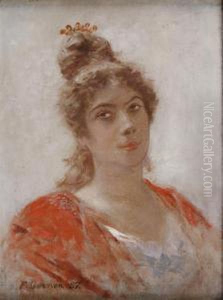 Portrait De Jeune Femme Oil Painting by Fernand-Anne Piestre Cormon